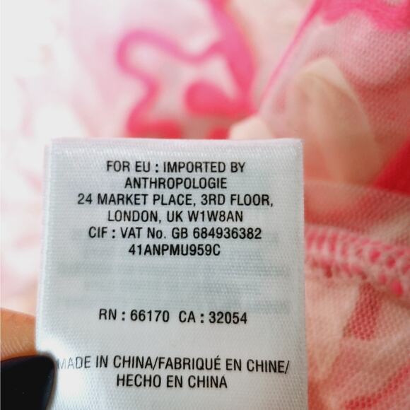 Anthropologie Meadow Rue Top Cherry Blossom Mesh Sheer Medium Barbie Core Pink - Picture 7 of 9